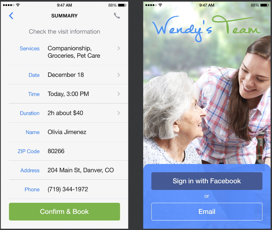 mobile app for elder’s care