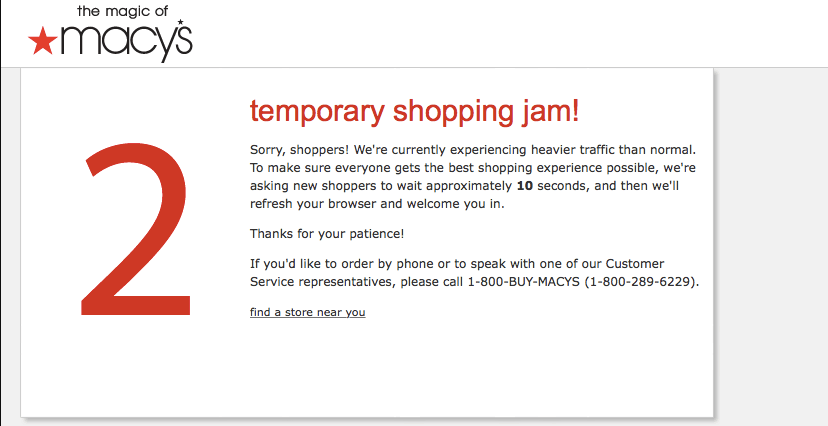 Macy's website crash