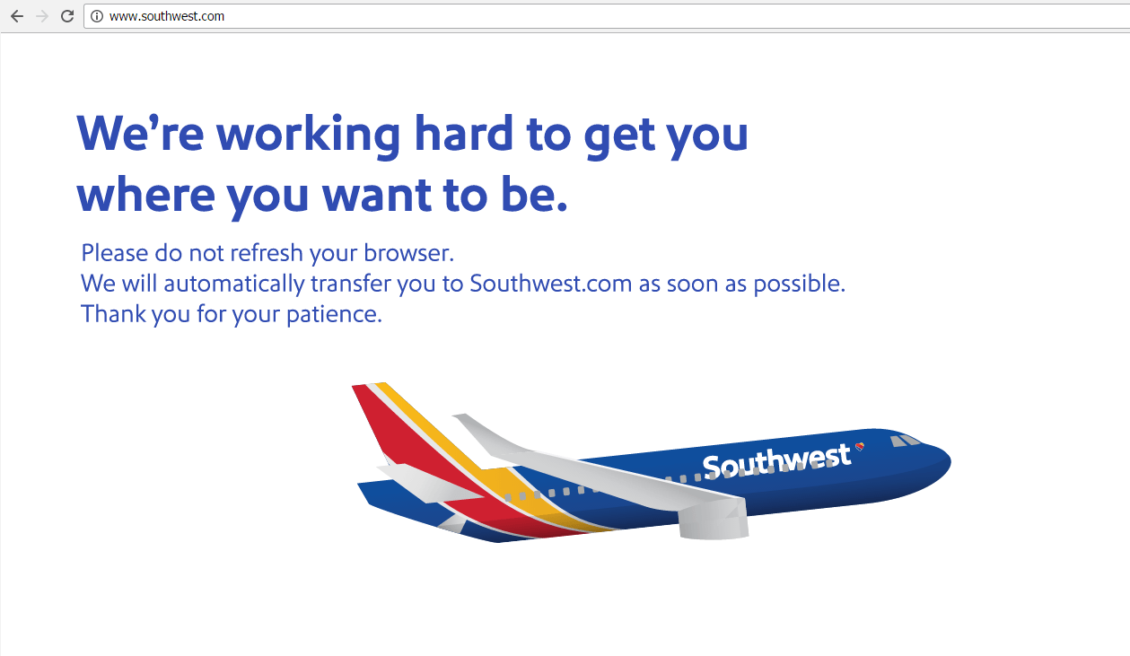 Southwest Airline website crash