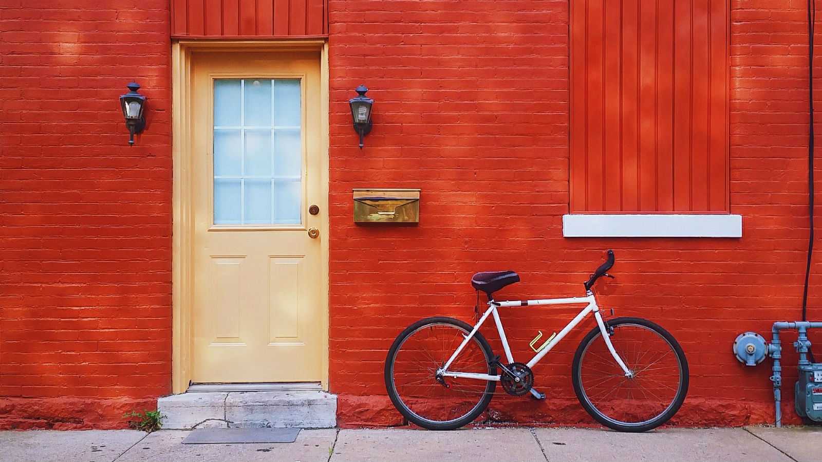 old hotel wall with a bike