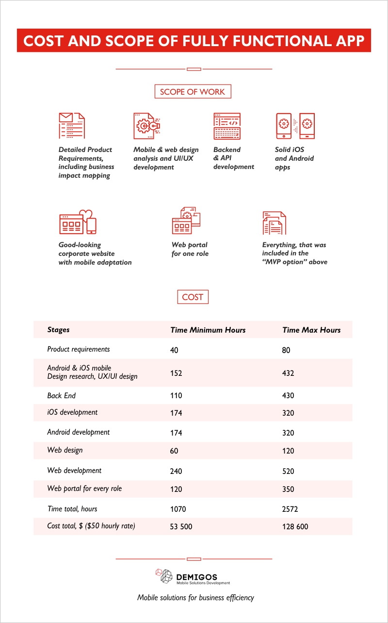 cost and scope of fully functional app