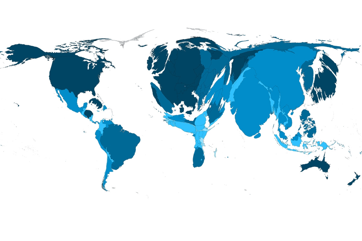 This map shows just how skewed the distribution of healthcare workers is globally.