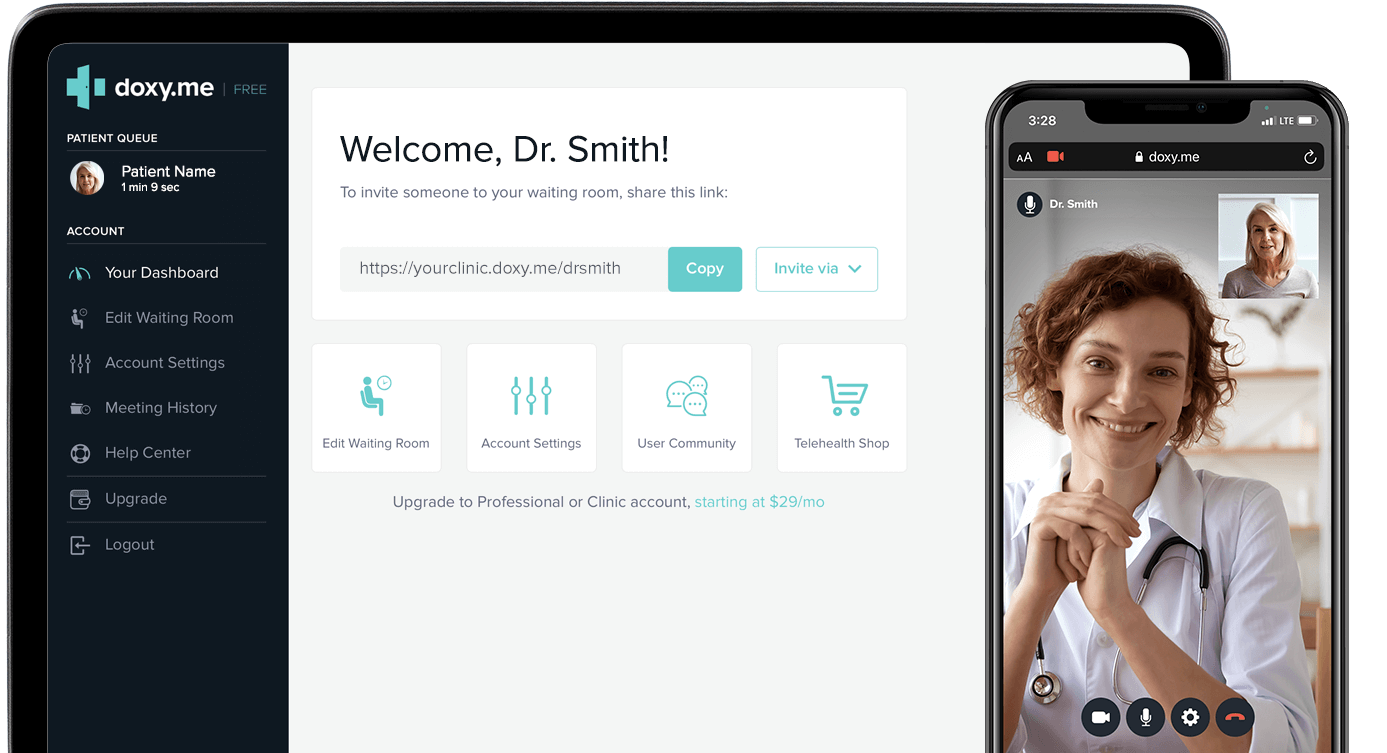 One of the most popular free telehealth platforms, Doxy Me does not have mobile apps