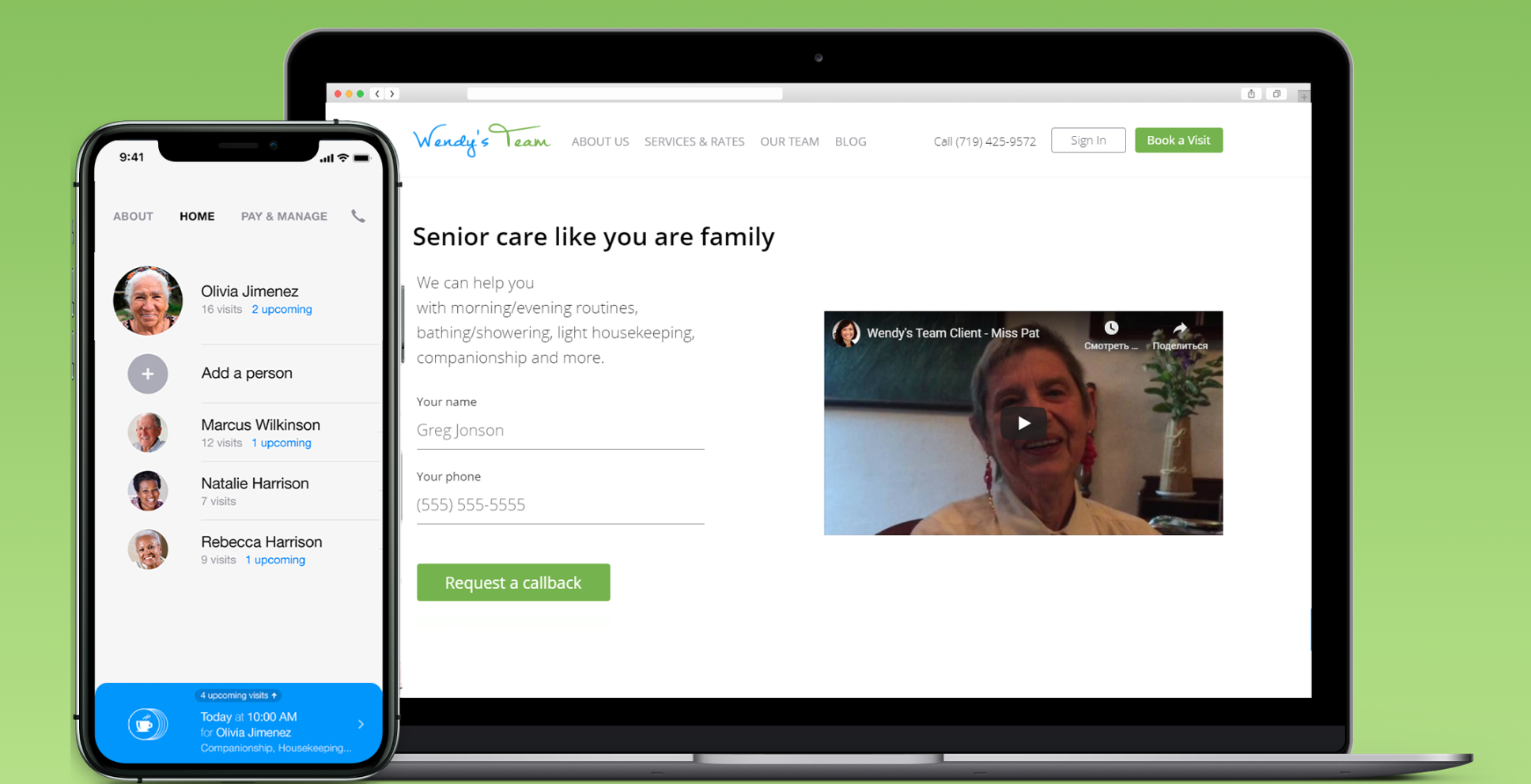 Remote patient management software platform for healthcare company Wendy's team